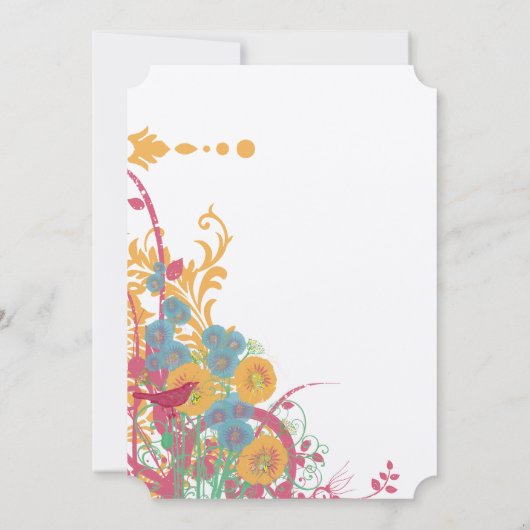 Invitation Aqua Beeswax Raspberry Wild Flower Mariage (Dos)