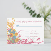 Invitation Aqua Beeswax Raspberry Wild Flower Mariage (Debout devant)