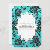 Invitation Aqua Black White Floral Mariage damassé (Dos)