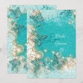 Invitation Aqua blanc mariage fiançailles anniversaire (Devant / Derrière)