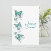 Invitation aqua blanc mariage fiançailles anniversaire (Debout devant)