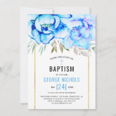 Invitation Aqua bleu aquarelle fleurs fleuris garçon floral B (Devant)