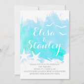 Invitation Aqua bleu aquarelle, mariage de plage d'étoiles de (Devant)