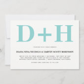 Invitation Aqua bleu, blanc initiales audacieuses typographie (Devant)