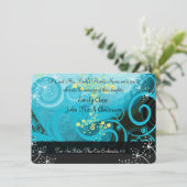 Invitation Aqua Bleu Citron Jaune Fleur de Callas- (Debout devant)