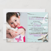 Invitation aqua bleu coquillage photo de plage Anniversaire f (Devant)