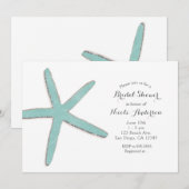 Invitation Aqua Bleu Turquoise Étoile de Mer Blanc Réception (Devant / Derrière)
