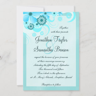 Invitation Aqua bleu Turquoise Hibiscus Mariage floral