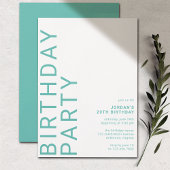 Invitation Aqua Bleu Turquoise Moderne Simple N'Importe Quel
