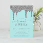 Invitation Aqua Bleu Turquoise Parties scintillant argent Dri (Debout devant)