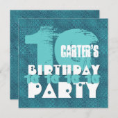 Invitation AQUA BLUE 10e anniversaire Fête 10 ans V02A9 (Devant / Derrière)