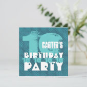 Invitation AQUA BLUE 10e anniversaire Fête 10 ans V02A9 (Debout devant)