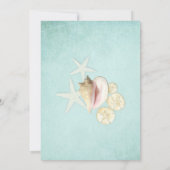 Invitation Aqua Blue Beach Ocean Shell Sand Couples Douche (Dos)