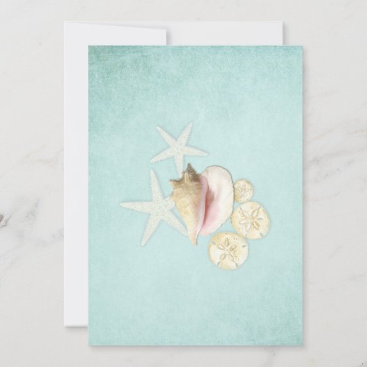 Invitation Aqua Blue Beach Ocean Shell Sand Couples Douche (Dos)