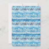 Invitation Aqua Blue Blanc Rayures Tribales 16ème Anniversair (Devant)