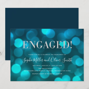 Invitation Aqua Blue Bokeh illumine la partie d'engagement en