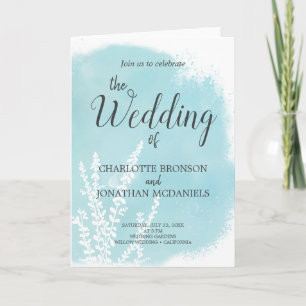 Invitation Aqua Blue Botanical Watercolor Mariage de lavage