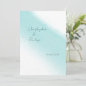 Invitation Aqua Blue Calligraphy Aquarelle Enregistrer la dat (Debout devant)