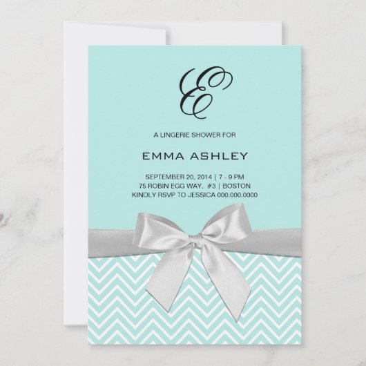 Invitation Aqua Blue Chevron Lingerie Douche (Devant)