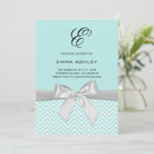 Invitation Aqua Blue Chevron Lingerie Douche (Debout devant)