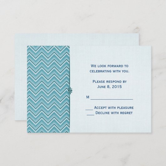 Invitation Aqua Blue Chevron RSVP (Devant / Derrière)
