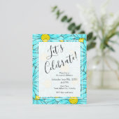 Invitation Aqua Blue Daisy Abastract Motif (Debout devant)