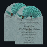 Invitation Aqua Blue Damask Peacock Élégance métallique<br><div class="desc">voir plus élégant vintage paon produits Peacock Wedding Invitations Vintage Art nouveau Peacock Bird Parade Mariage -voir plus Vintage Bird Products Vintage Paisley Peacock Colors ou Fuchsia and Lime Paisley Faire-part de mariage -Paisley Peacock Colours Wedding Invitations, RSVP, Save the Date and Direction or Reception Cards. Cartes RSVP et Place...</div>