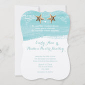 Invitation Aqua Blue Destination Beach Starfish Mariage (Devant)