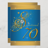 Invitation Aqua Blue et Gold 70e anniversaire (Devant / Derrière)
