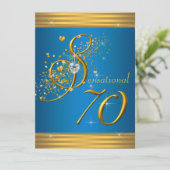 Invitation Aqua Blue et Gold 70e anniversaire (Debout devant)
