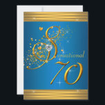 Invitation Aqua Blue et Gold 70e anniversaire<br><div class="desc">Elégant confetti scintille aqua bleu 70ème anniversaire invitation fête. Cette belle invitation de fête d'anniversaire bleu et or soixante-dixième est facilement customisée pour votre événement en ajoutant vos détails d'événement, le style de police, la taille et la couleur de police et le libellé. Veuillez noter que tous les autocollants, cartes...</div>