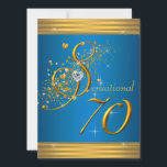 Invitation Aqua Blue et Gold 70e anniversaire<br><div class="desc">Elégant confetti scintille aqua bleu 70ème anniversaire invitation fête. Cette belle invitation de fête d'anniversaire bleu et or soixante-dixième est facilement customisée pour votre événement en ajoutant vos détails d'événement, le style de police, la taille et la couleur de police et le libellé. Veuillez noter que tous les autocollants, cartes...</div>