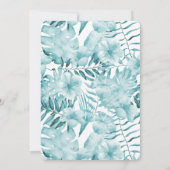 Invitation Aqua Blue Floral Feuille Tropical Anniversaire (Dos)