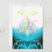 Invitation Aqua Blue Fuchsia Calla Lily Fleur sans cachemire (Dos)