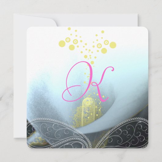 Invitation Aqua Blue Fuchsia Calla Lily Mariage (Dos)