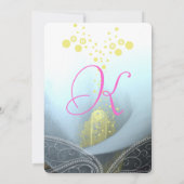 Invitation Aqua Blue Fuchsia Calla Lily Mariage (Dos)