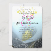 Invitation Aqua Blue Fuchsia Calla Lily Mariage (Devant)