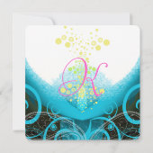 Invitation Aqua Blue Fuchsia Calla Lily Mariage (Dos)