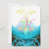 Invitation Aqua Blue Fuchsia Calla Lily Mariage (Dos)