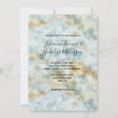 Invitation Aqua Blue Gold Abstrait (Devant)