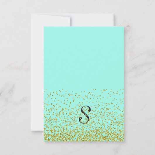 Invitation Aqua Blue Gold Parties scintillant Confetti fête d (Dos)