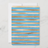 Invitation Aqua Blue Gold Stripes Anniversaire (Dos)