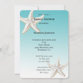 Invitation Aqua Blue Gold White Starfish Beach Fête des marié (Devant)