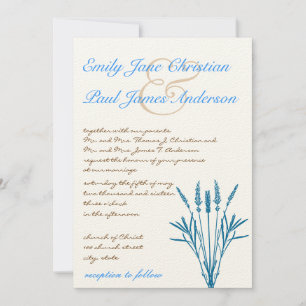 Invitation Aqua Blue Grasses et Mariage de police