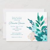 Invitation Aqua Blue Green Aquarelle Fête des mariées Florale (Devant)