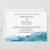 Invitation Aqua Blue Green Aquarelle Mariage reporté (Dos)
