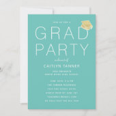 Invitation Aqua Blue-Green Modern Photo Graduation Party (Devant)