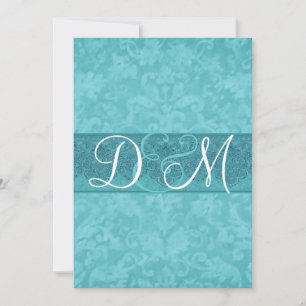 Invitation Aqua Blue Grunge Mariage damassé