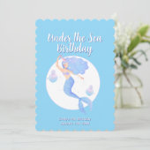 Invitation Aqua Blue Mermaid Thème Anniversaire de enfant Par (Debout devant)