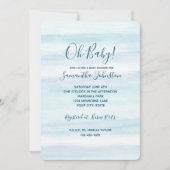 Invitation Aqua Blue Mint White Watercolor Stripes Ombre (Devant)